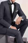 "Milan" Steel Grey Tuxedo Jacket Peak (Separates)